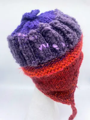 COASTAL BEANIE -Red/Purple-Medium/Large