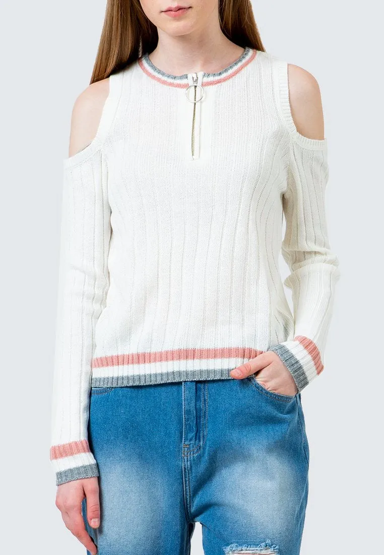 Cold Shoulder Crop Sweater