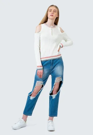 Cold Shoulder Crop Sweater