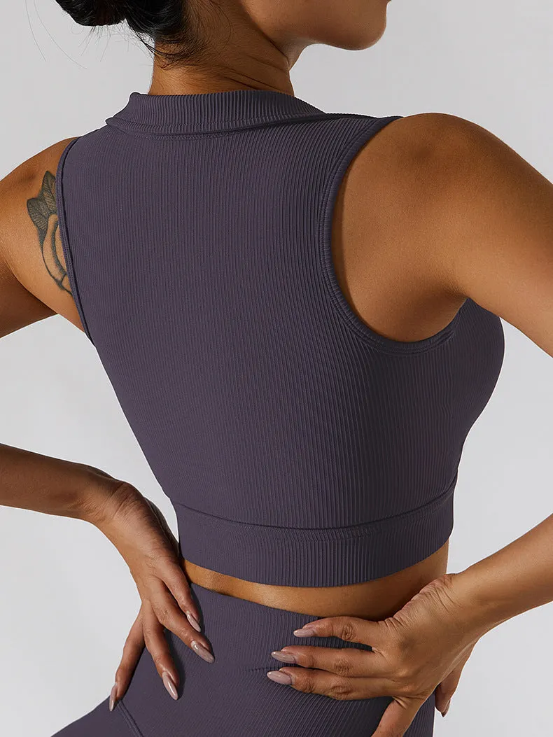 Collared Zip Front Sports Tank Top