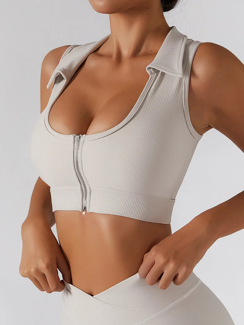 Collared Zip Front Sports Tank Top