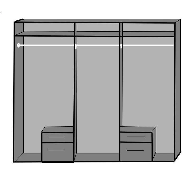Compaq 6 Doors 4 Drawers Mirrored Wardrobe White