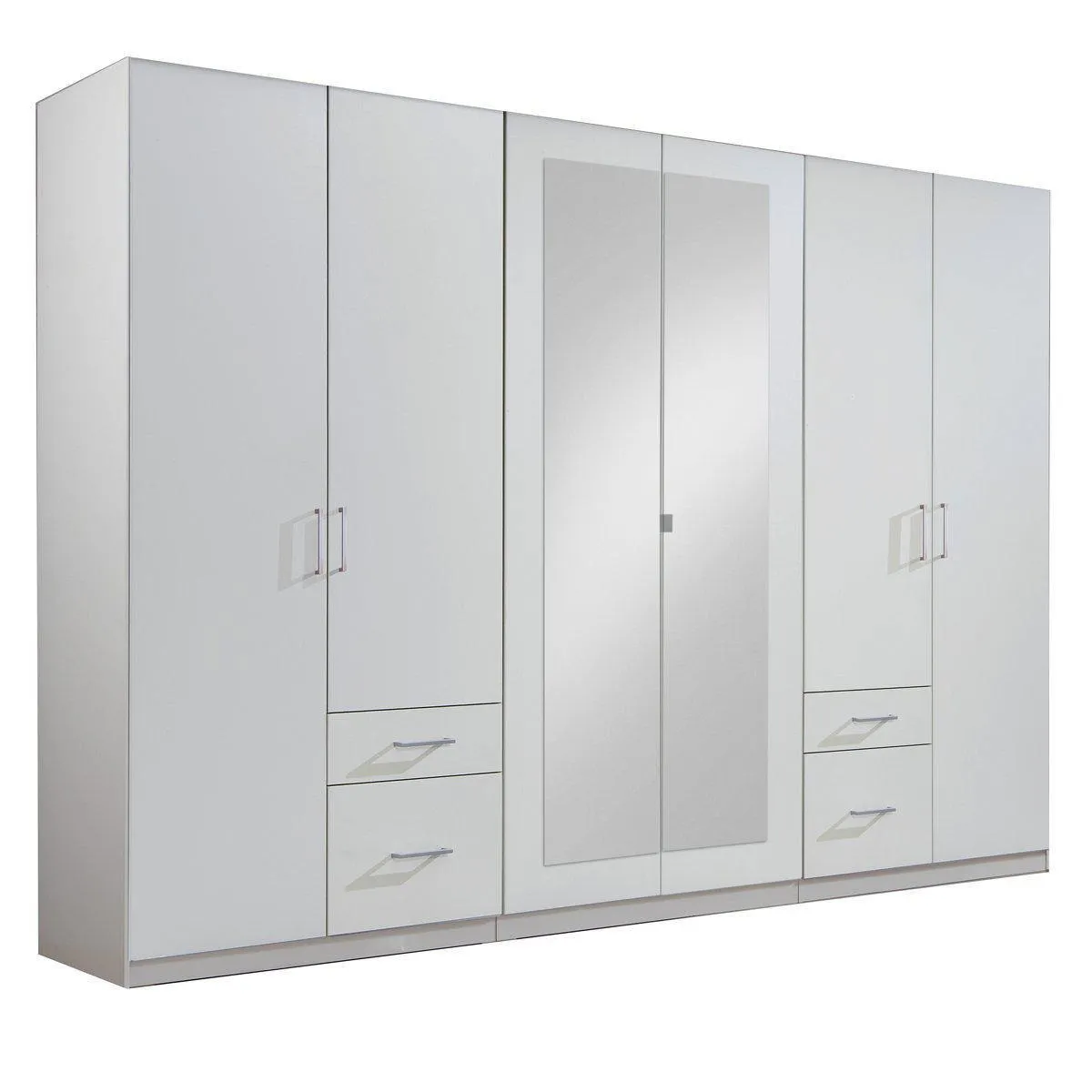 Compaq 6 Doors 4 Drawers Mirrored Wardrobe White