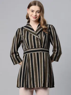 Cottinfab Striped Monochrome Cotton Longline Top