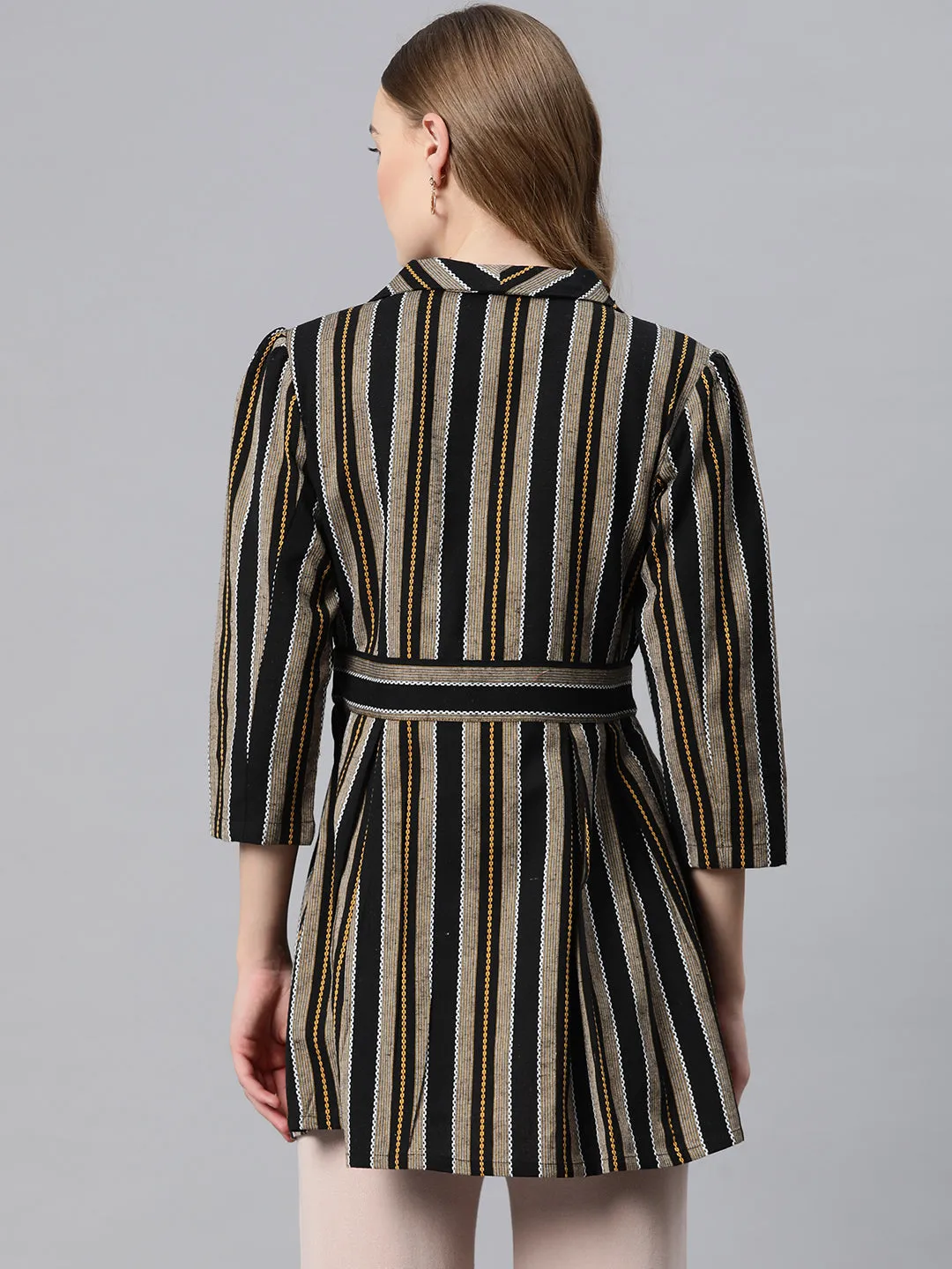 Cottinfab Striped Monochrome Cotton Longline Top