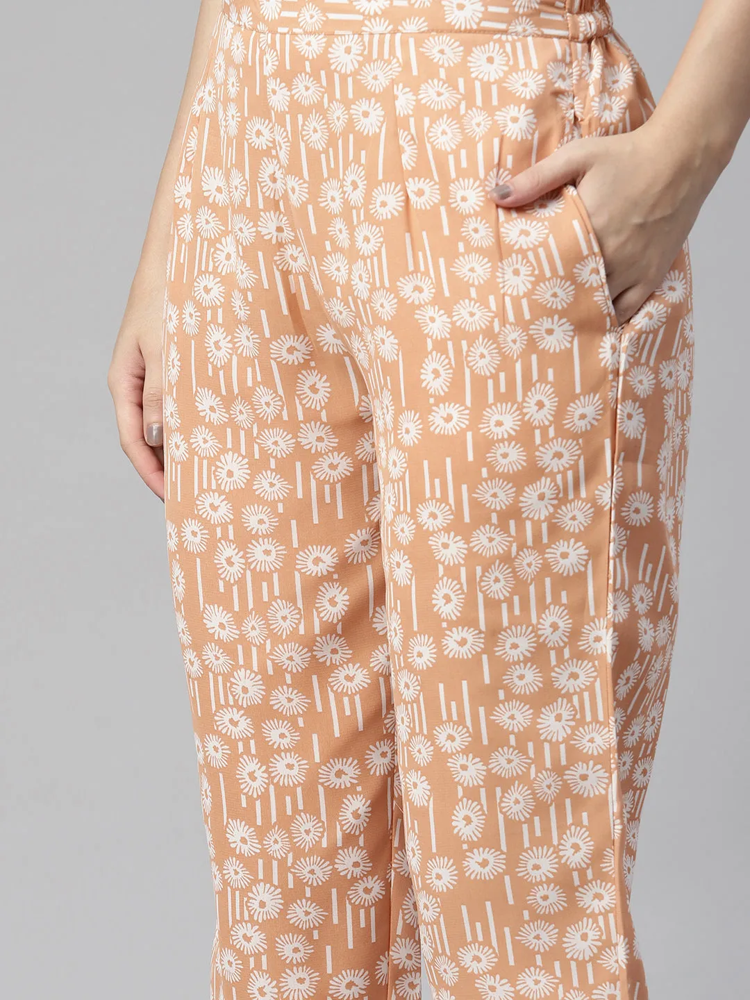 Cottinfab Women Floral Printed Shirt & Trousers Co-Ords Set