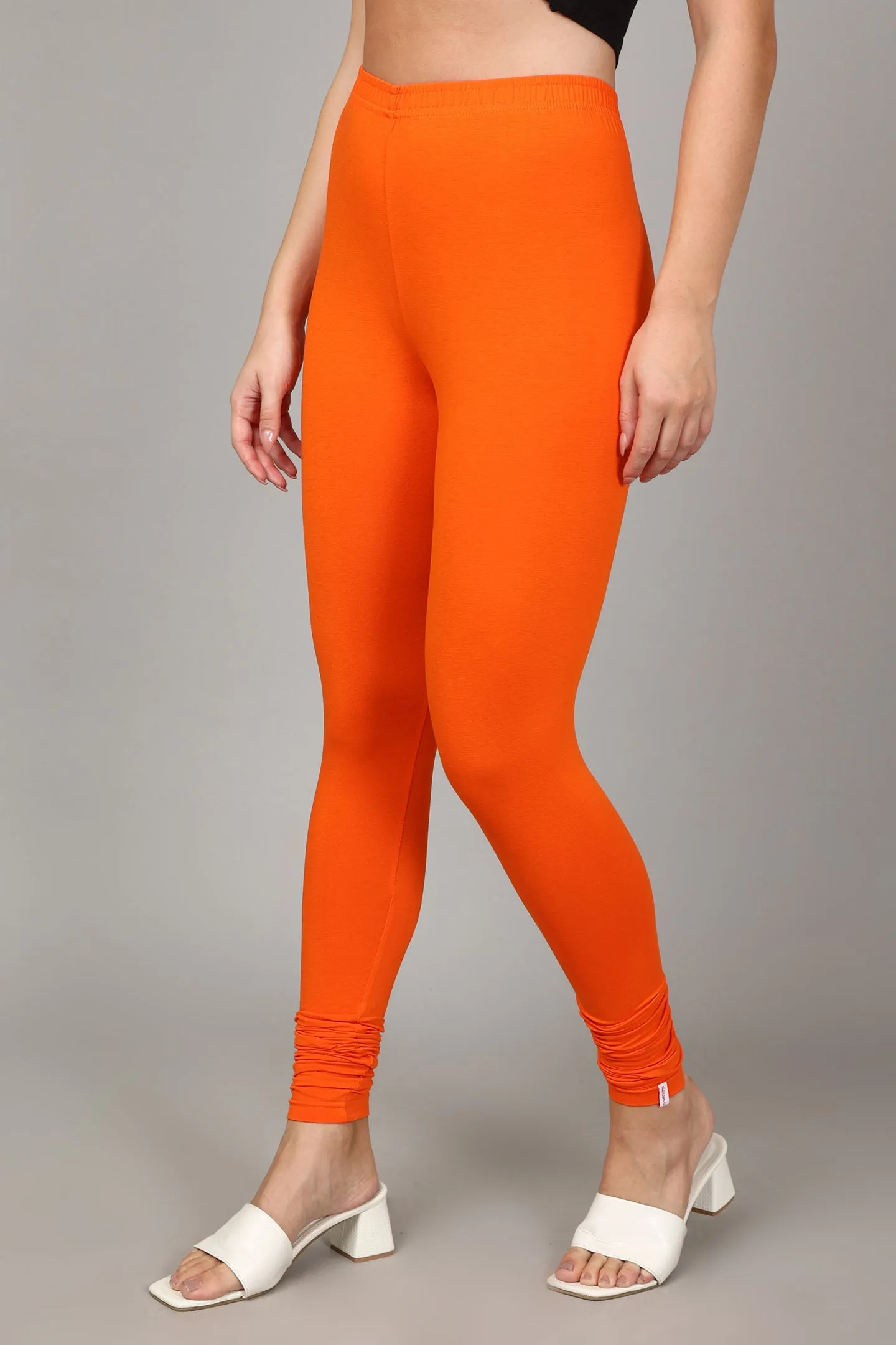 COTTON CHURIDAR LEGGINGS - ORANGE