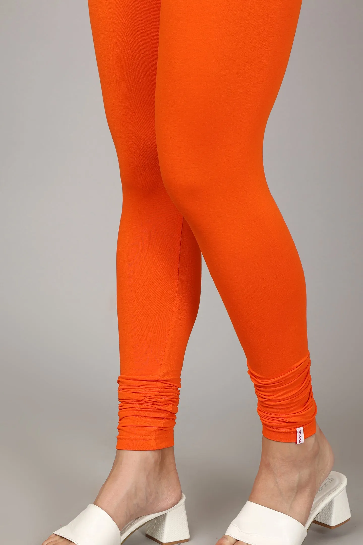 COTTON CHURIDAR LEGGINGS - ORANGE
