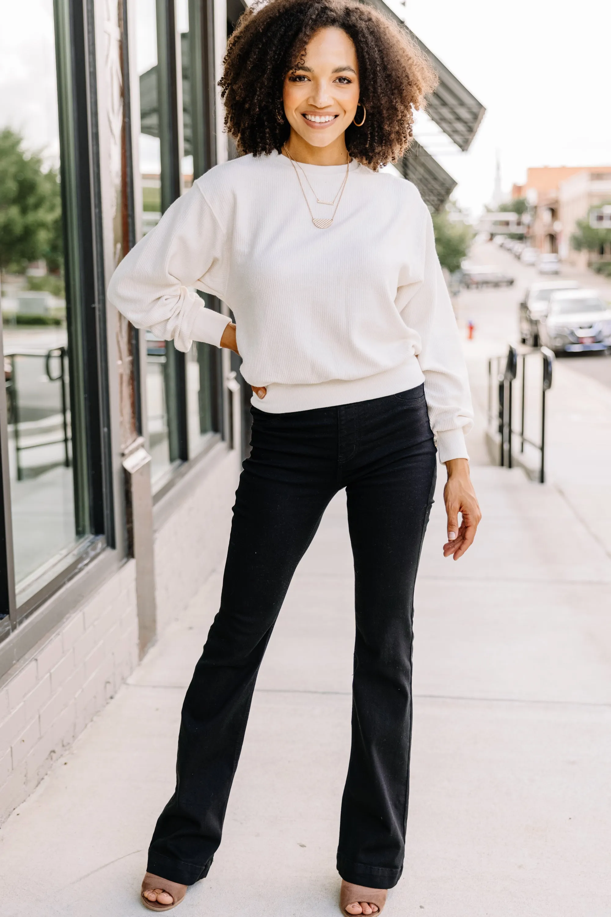 Couldn't Ask For More Ivory White Ribbed Pullover