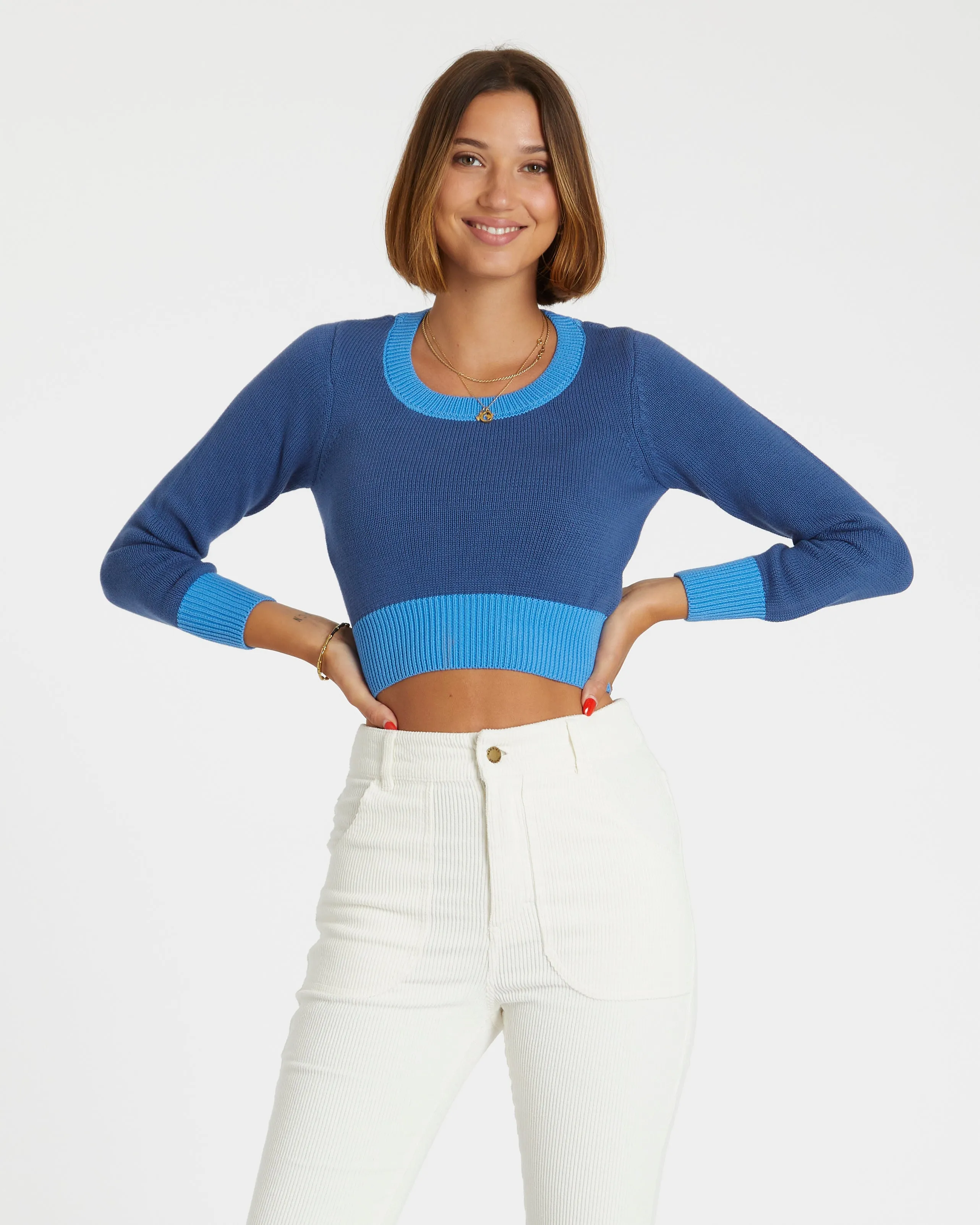 Crop Sweater (Navy/Blue Poppy)