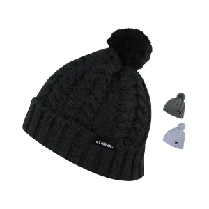 Cuglog K031 Vesuvius Long Cuffed Cable Knit Pom Pom Beanies Hats Winter Caps