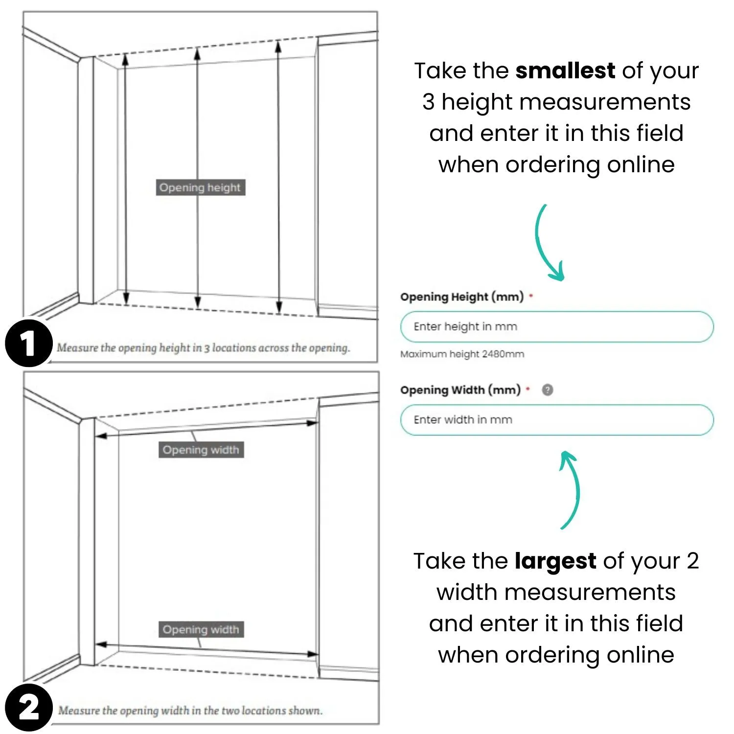 Curve Brushed Black Frame White Glass 3 Door Mirror Sliding Wardrobe Kit