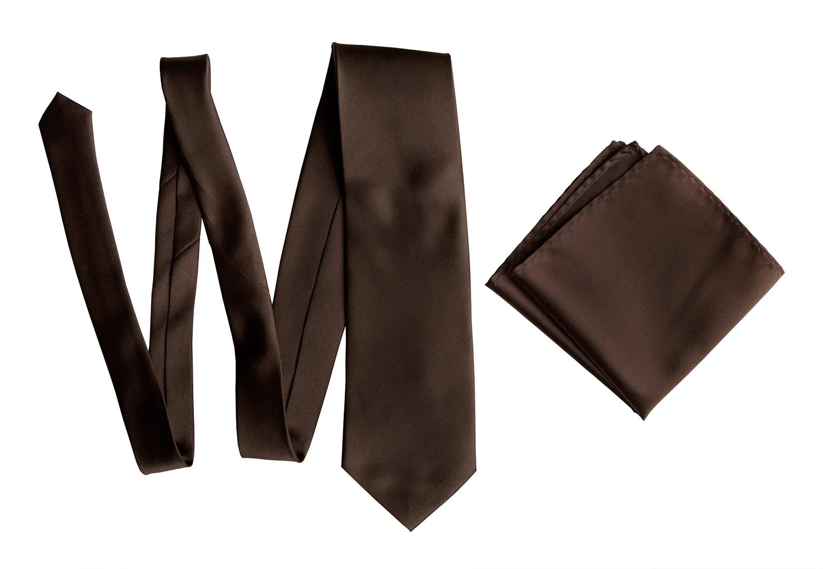 Dark Brown Necktie. Solid Color Satin Finish Tie, No Print