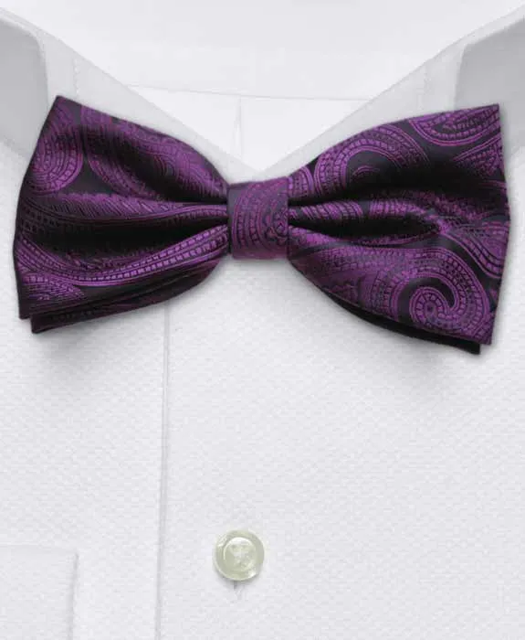 Dark Purple Paisley Bow Tie