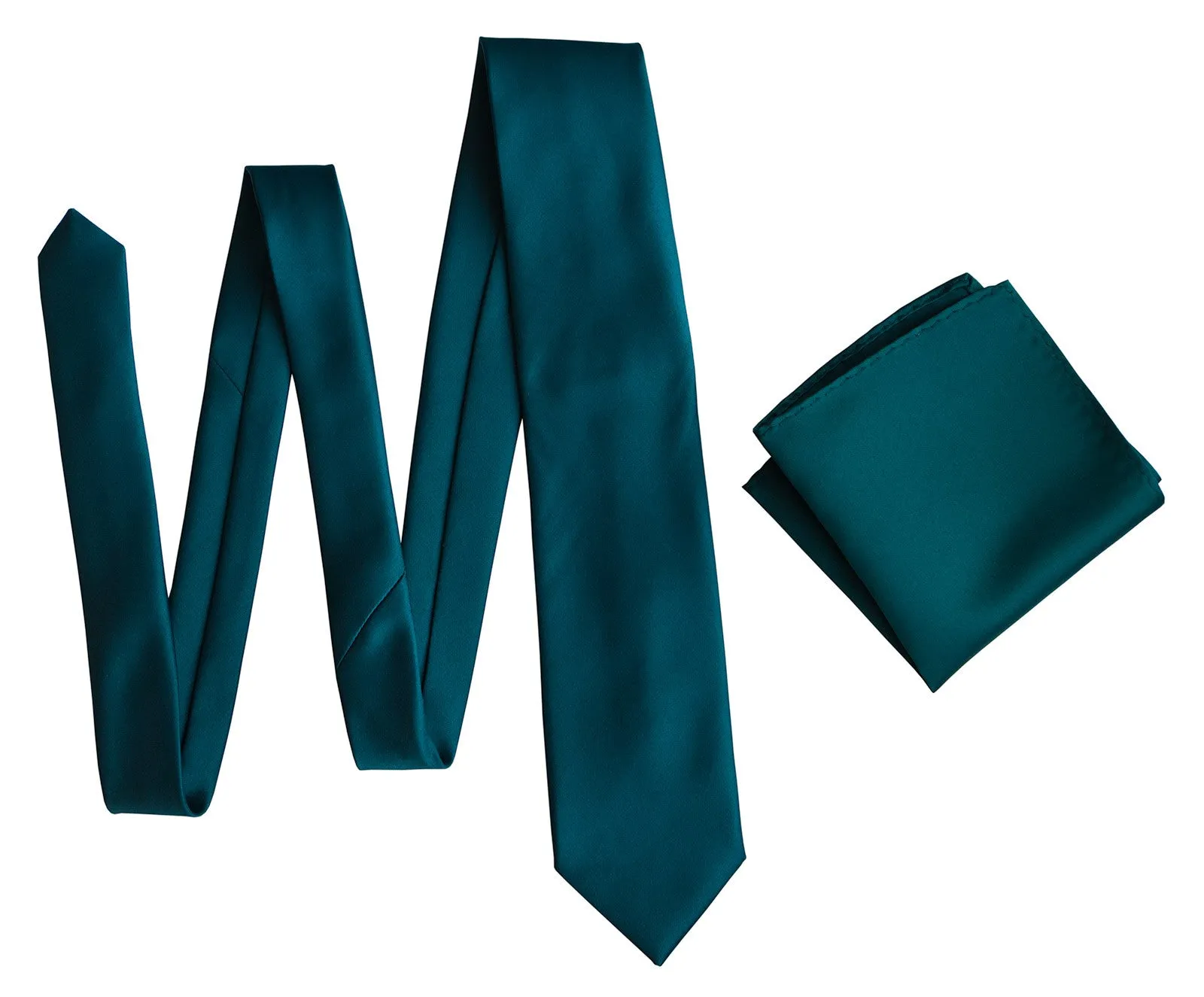 Dark Teal Necktie. Dark Green Solid Color Satin Finish Tie, No Print