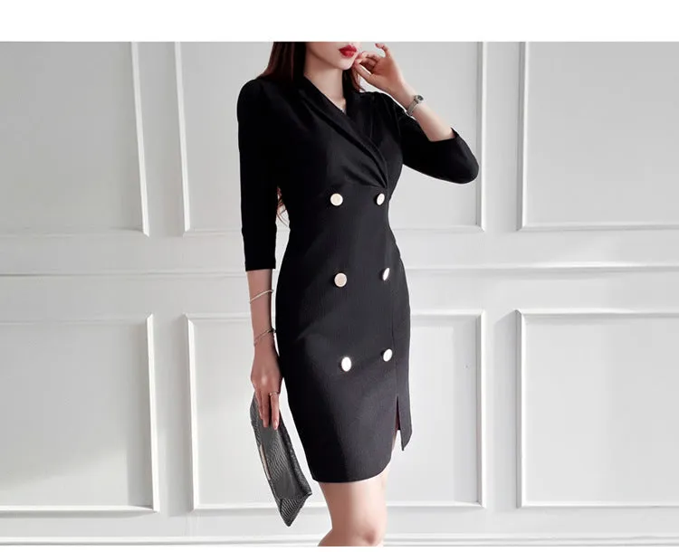 Double-Breasted Lapel Dress
