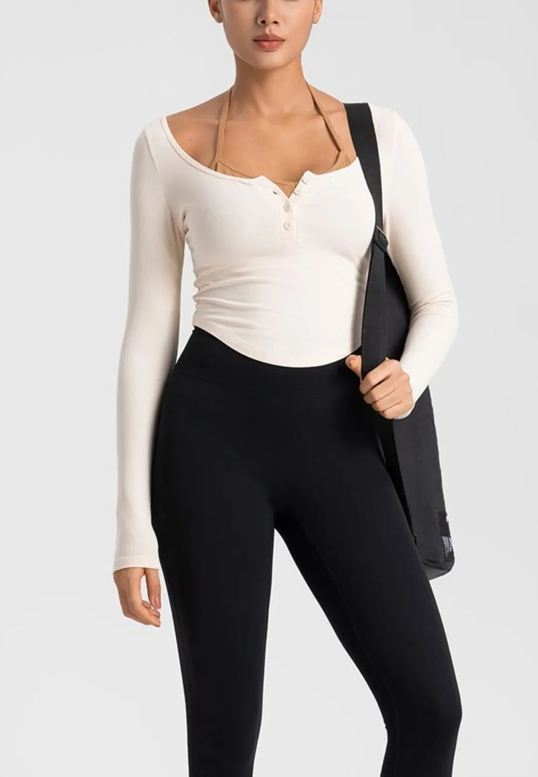 Double Layer Henley Crop Top by Anna-Kaci