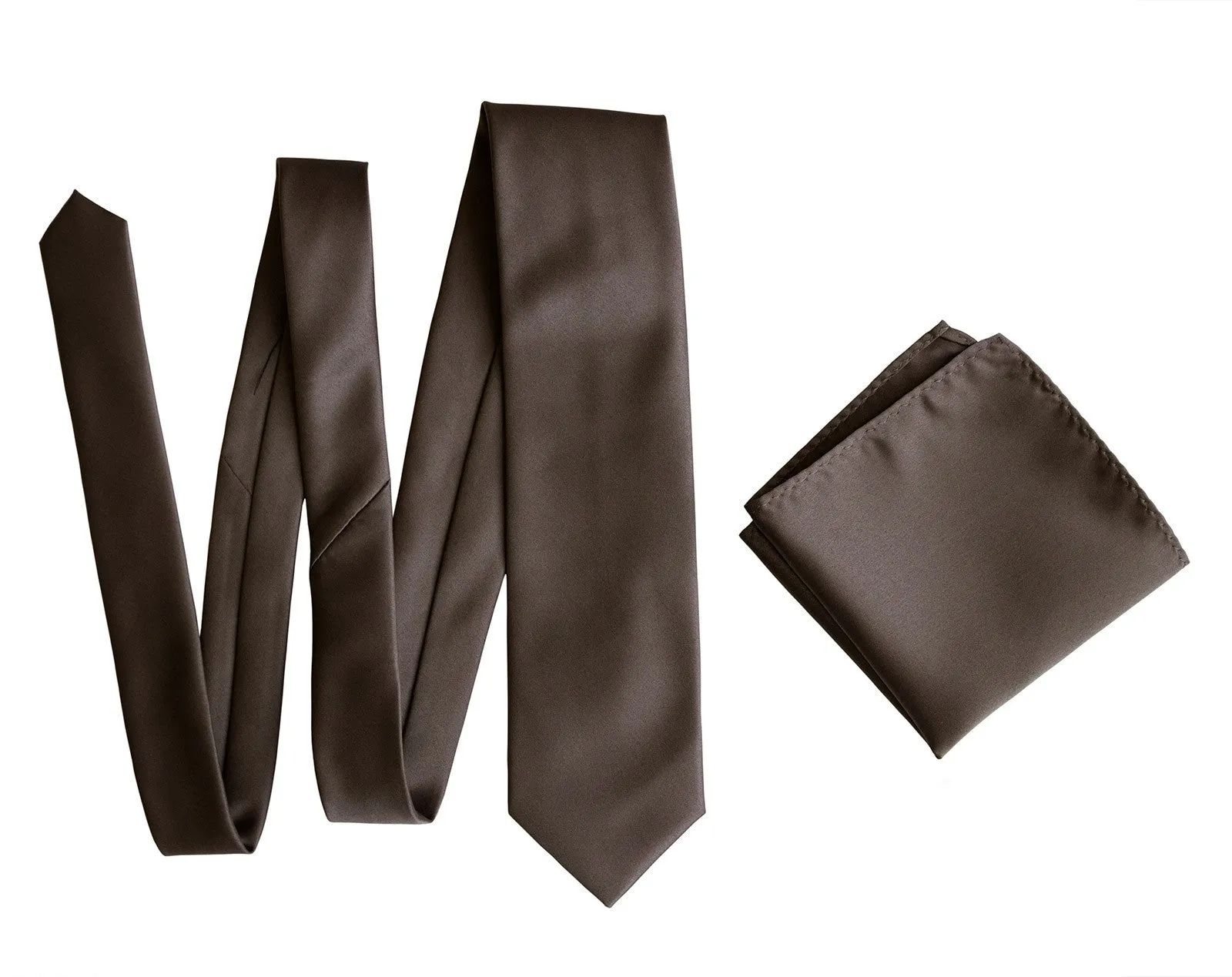 Driftwood Necktie. Solid Color Dark Brown Satin Finish Tie, No Print