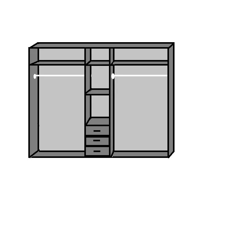ELI 6 Doors 3 Drawers Mirrored Wardrobe White