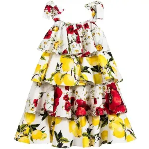 Floral Lemons Summer Dress, Size 3-10 Yrs