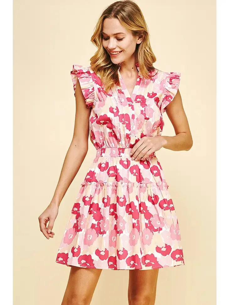 Floral Mini Dress - Pink