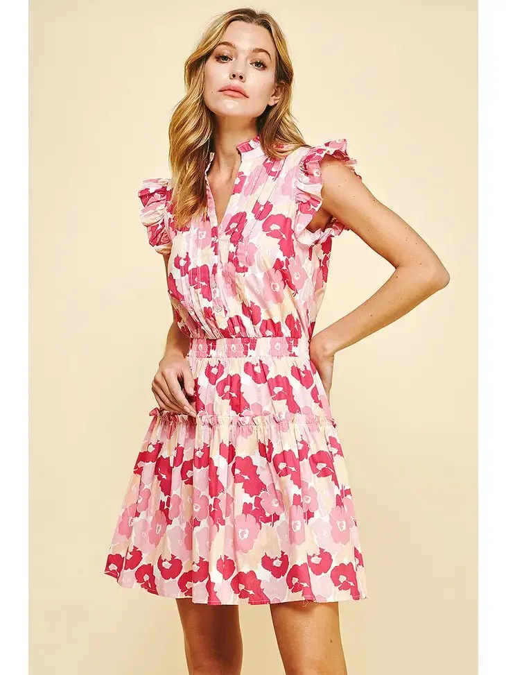 Floral Mini Dress - Pink