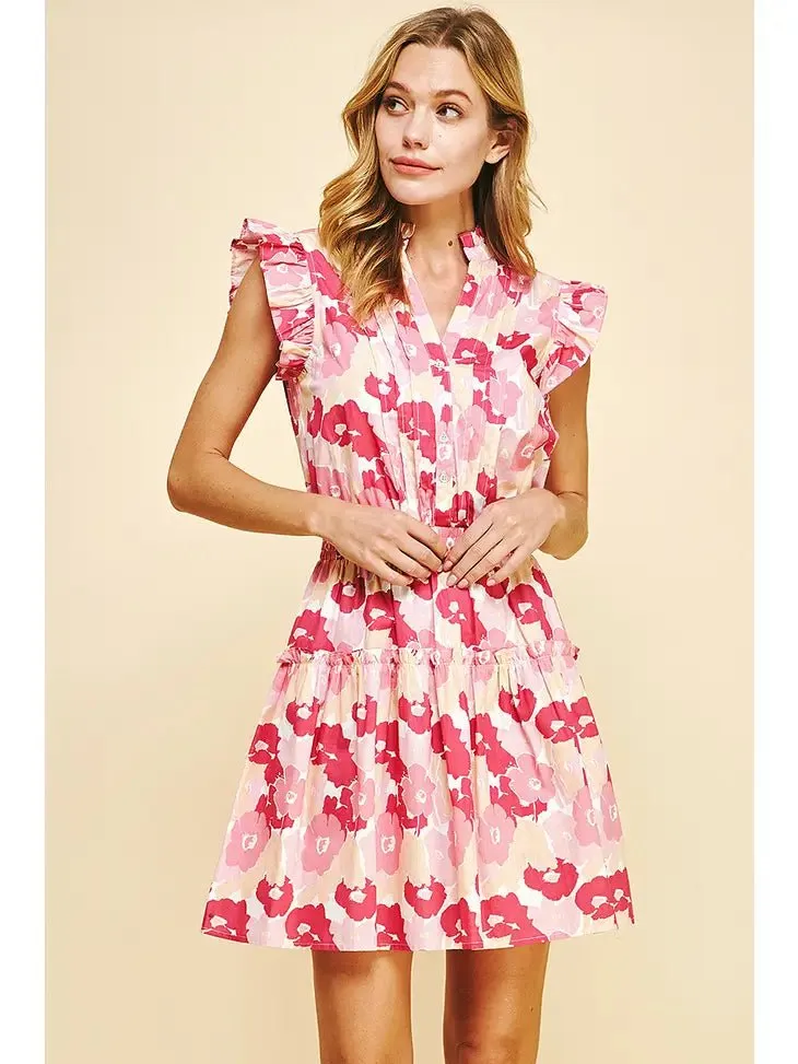 Floral Mini Dress - Pink