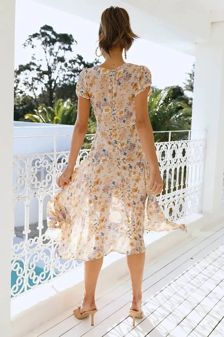 Floral V Neck Dress