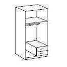 FORT 2 Doors 2 Drawers Steel Finish Mirrored Wardrobe