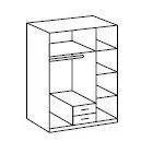 FORT 3 Doors 2 Drawers Steel Finish Mirrored Wardrobe