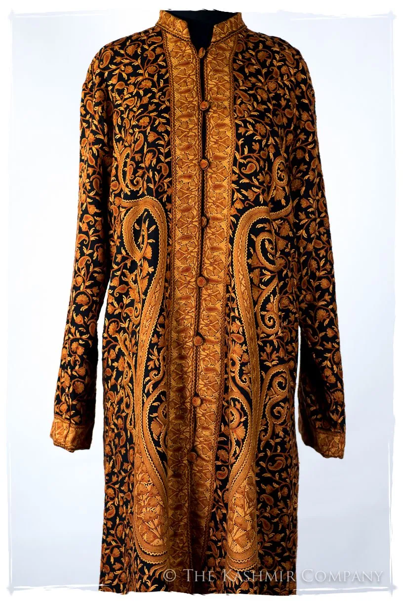 Française Mughal Gold d'orient Royalé Paisley Silk Coat