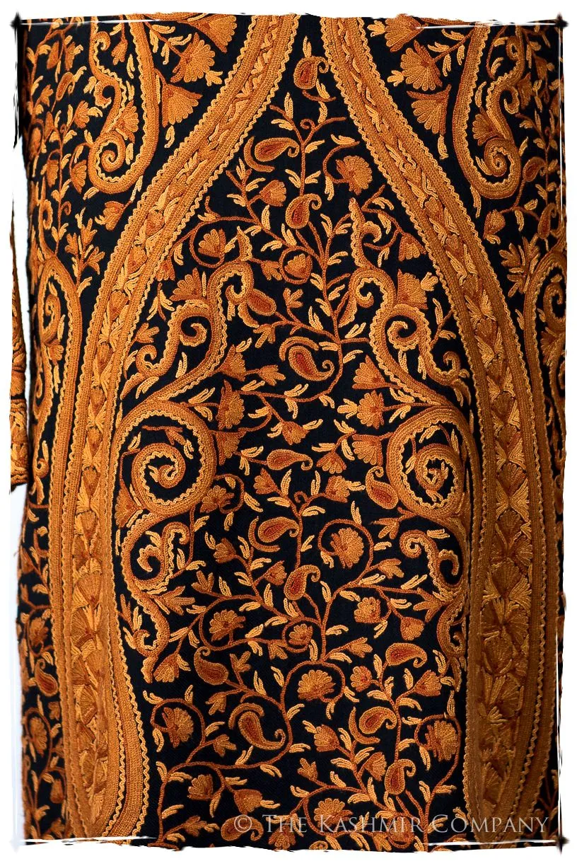 Française Mughal Gold d'orient Royalé Paisley Silk Coat