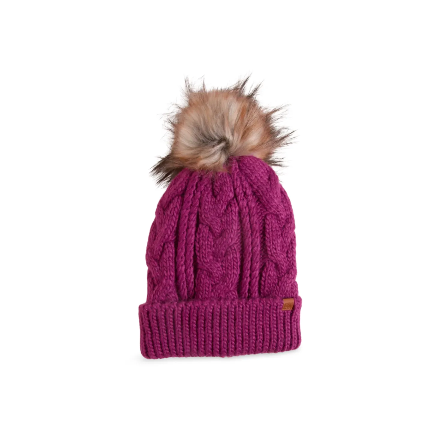 FSBB09061 - CABLE KNIT BEANIE WITH FAUX FUR POM AND SHERPA LINING