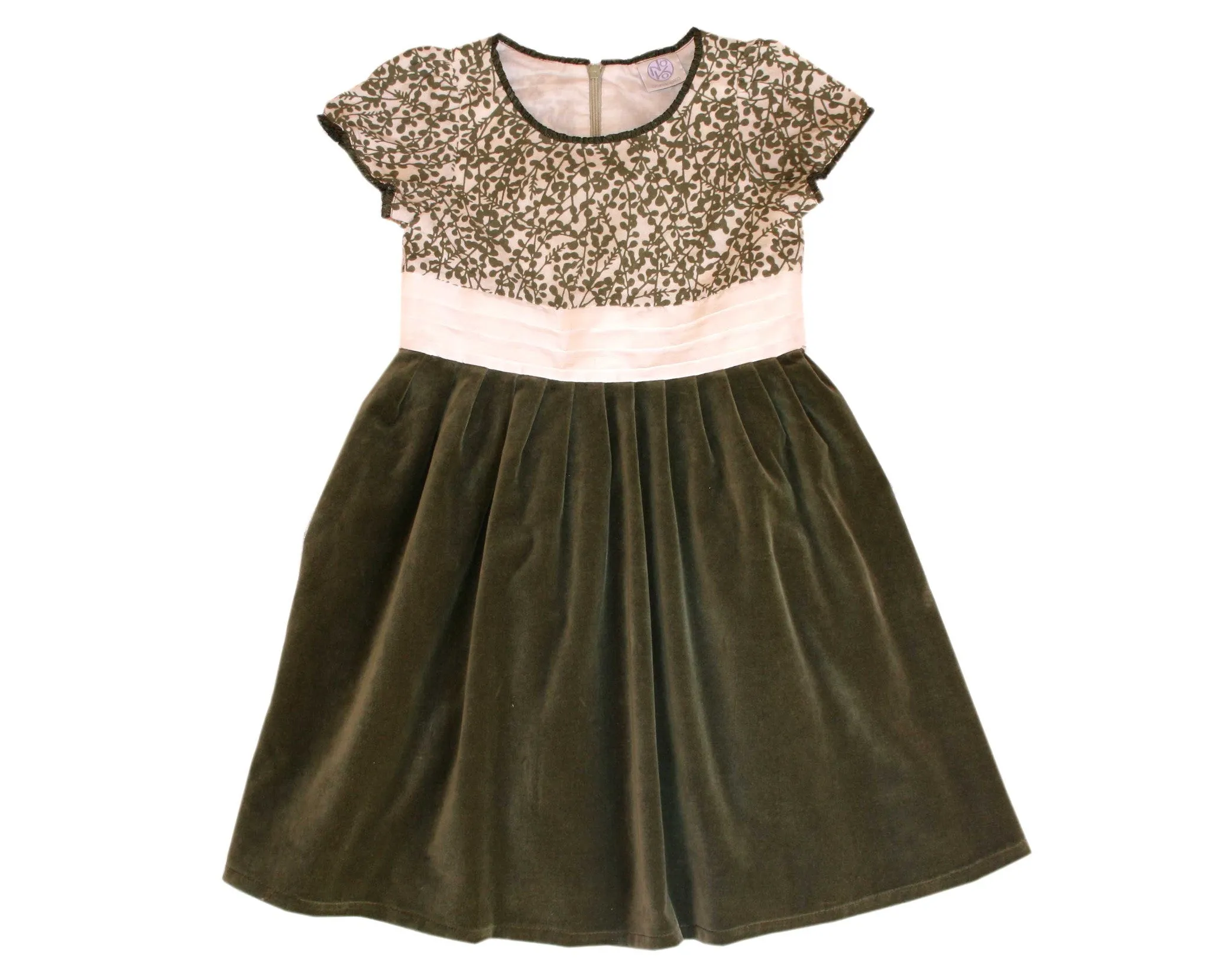 Fuku-wa-uchi Green Velvet Girls Holiday Dress