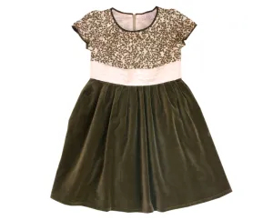 Fuku-wa-uchi Green Velvet Girls Holiday Dress