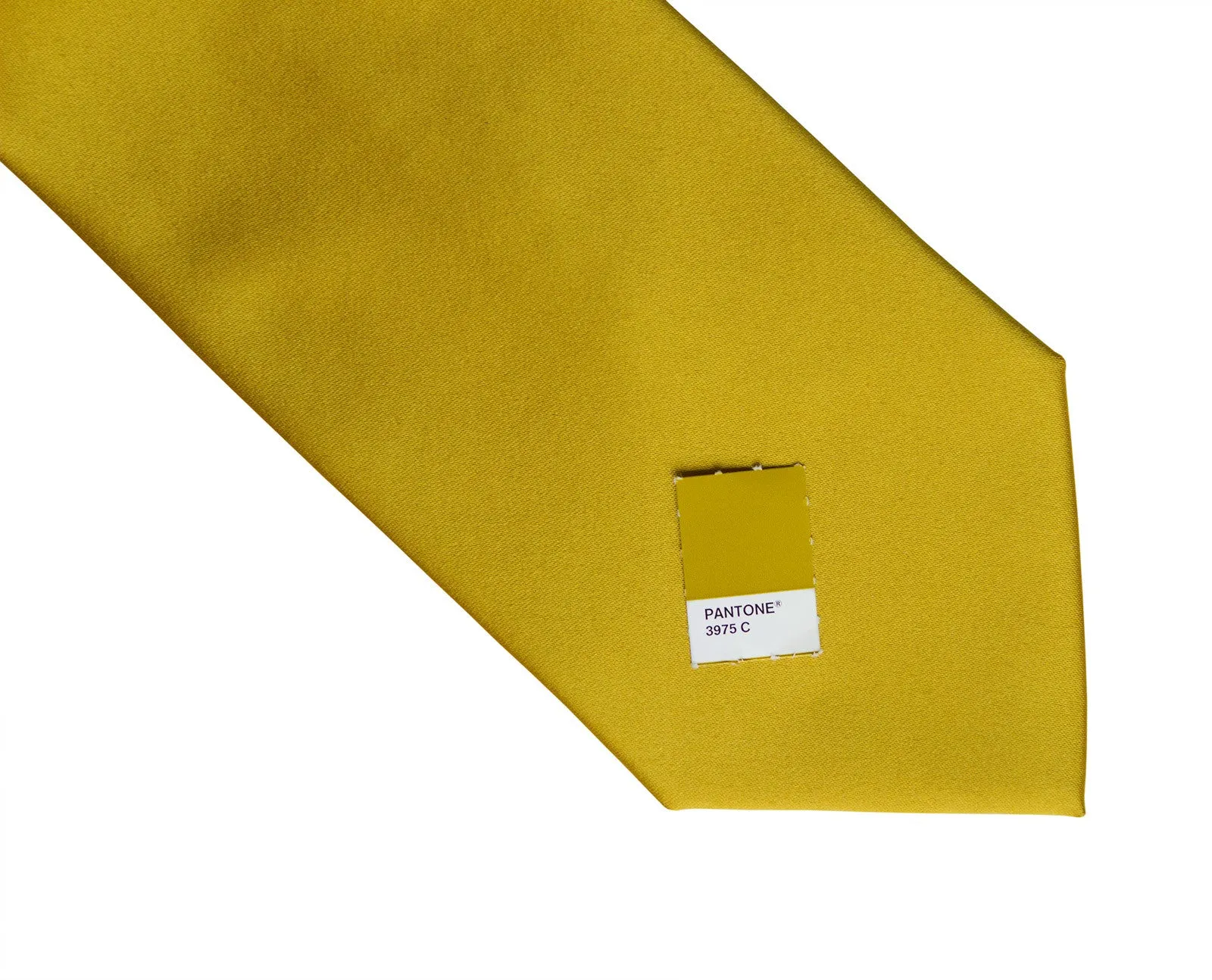 Gold Necktie. Medium Yellow Solid Color Satin Finish Tie, No Print