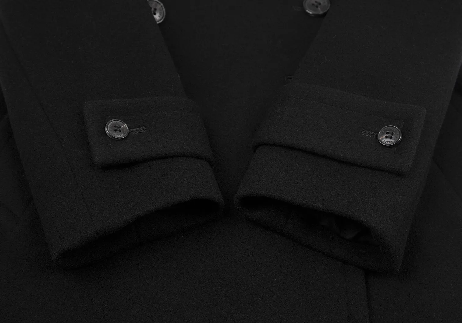 green JAPAN. Black Wool Double Button Coat