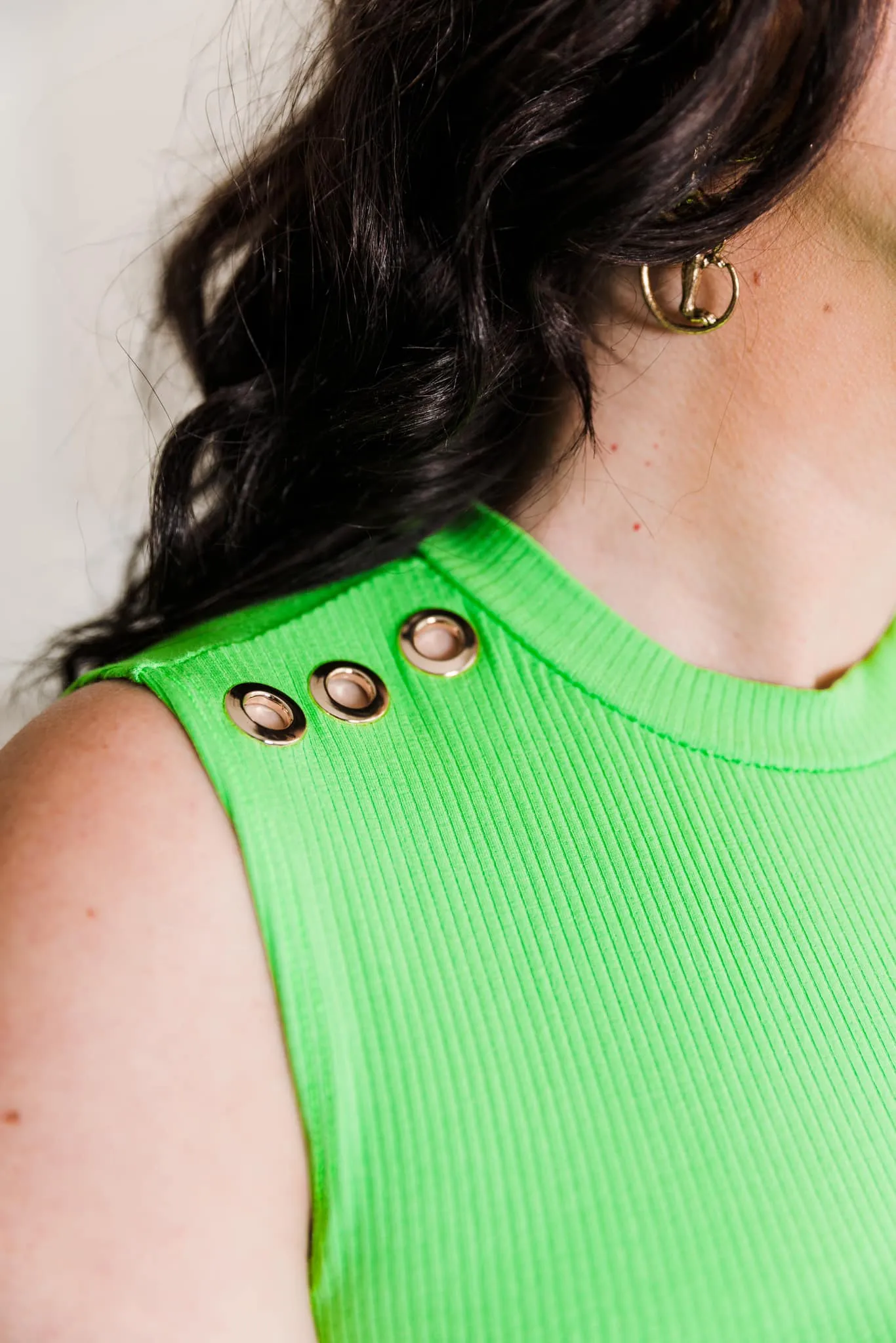 Grommet Knit Dress (Lime)