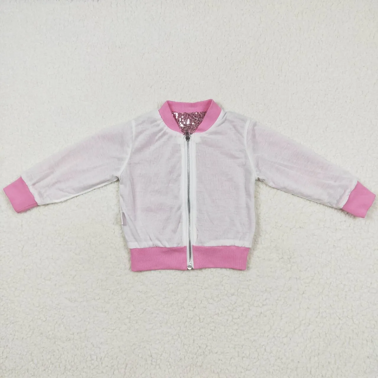 GT0541   baby girl clothes pink sequins girl winter coat top