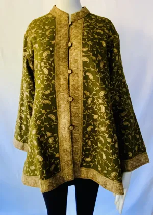 Hand Embroidered Short Jacket -  Olive Green