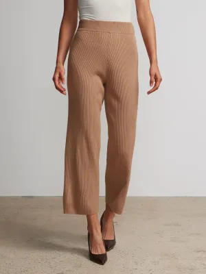High Rise Sweater Knit Cropped Pants