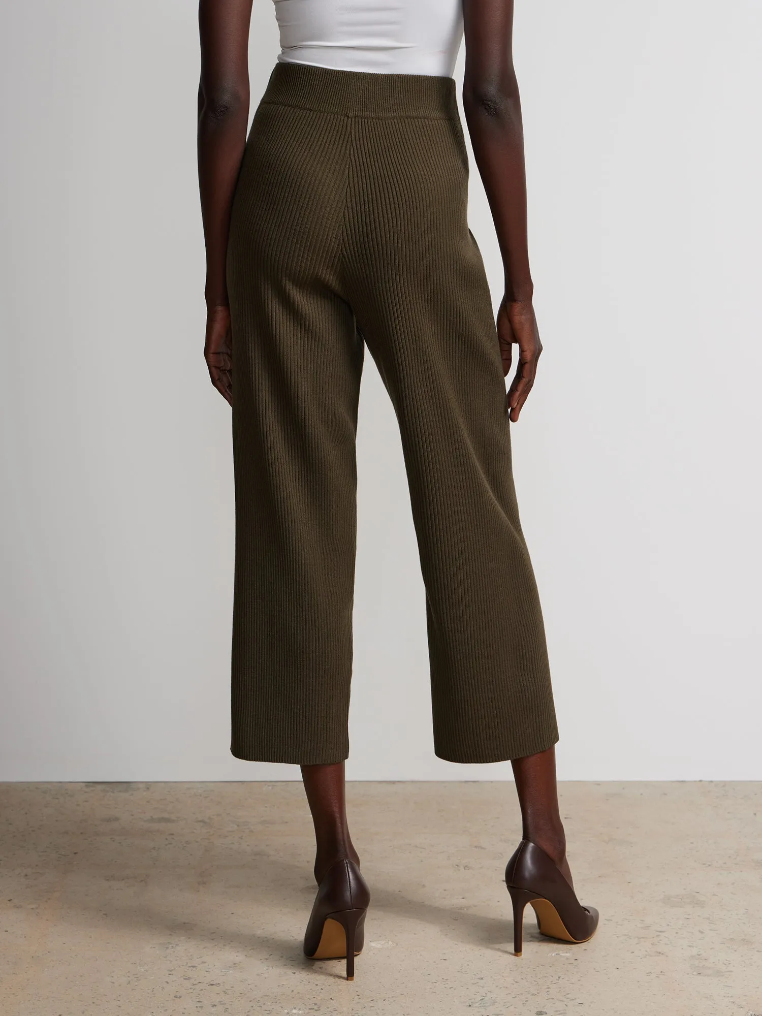 High Rise Sweater Knit Cropped Pants