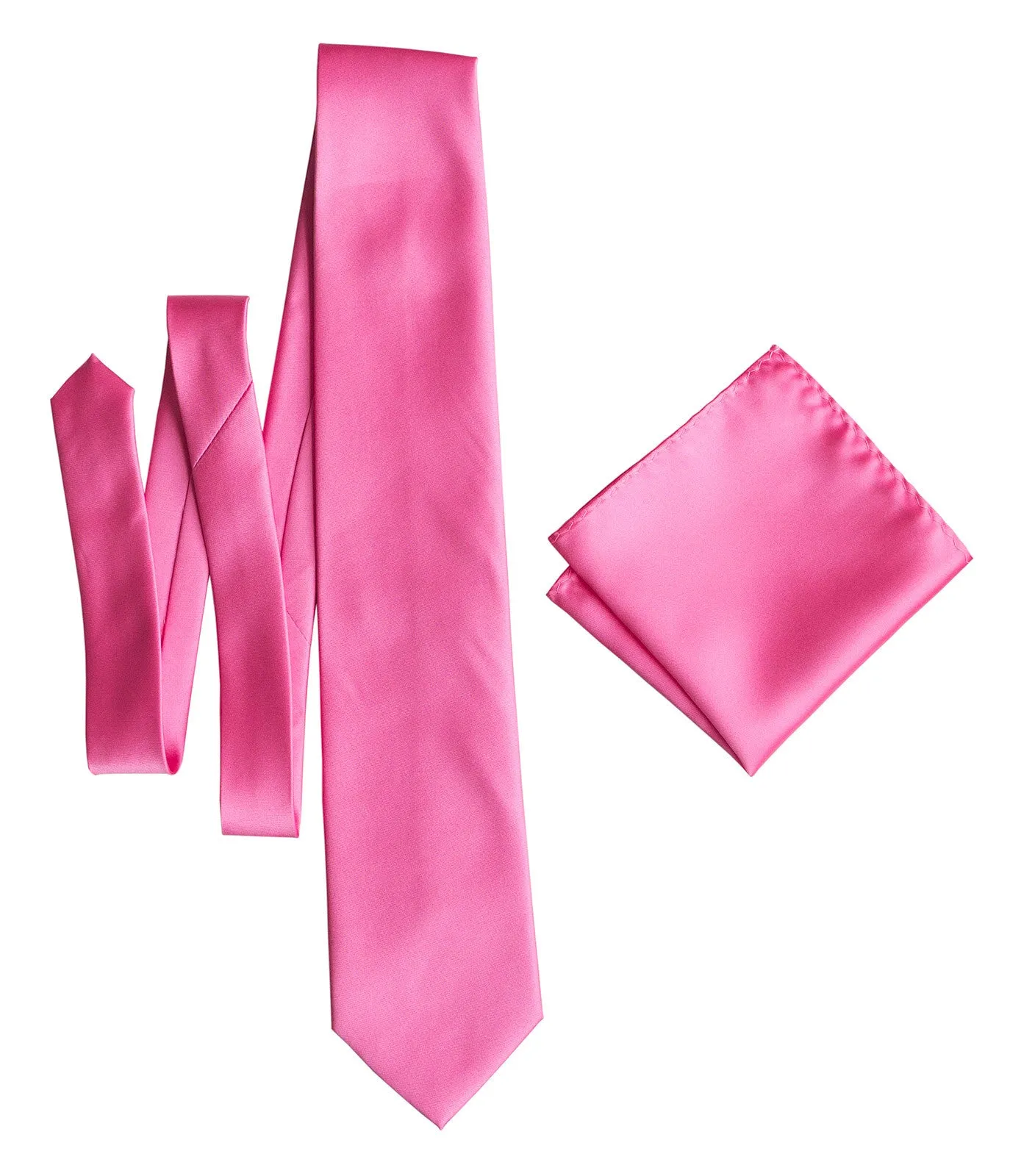 Hot Pink Necktie. Solid Color Satin Finish Tie, No Print