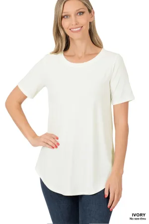 IVORY SHORT SLEEVE ROUND NECK & ROUND HEM TOP / STUFFOLOGY BOUTIQUE