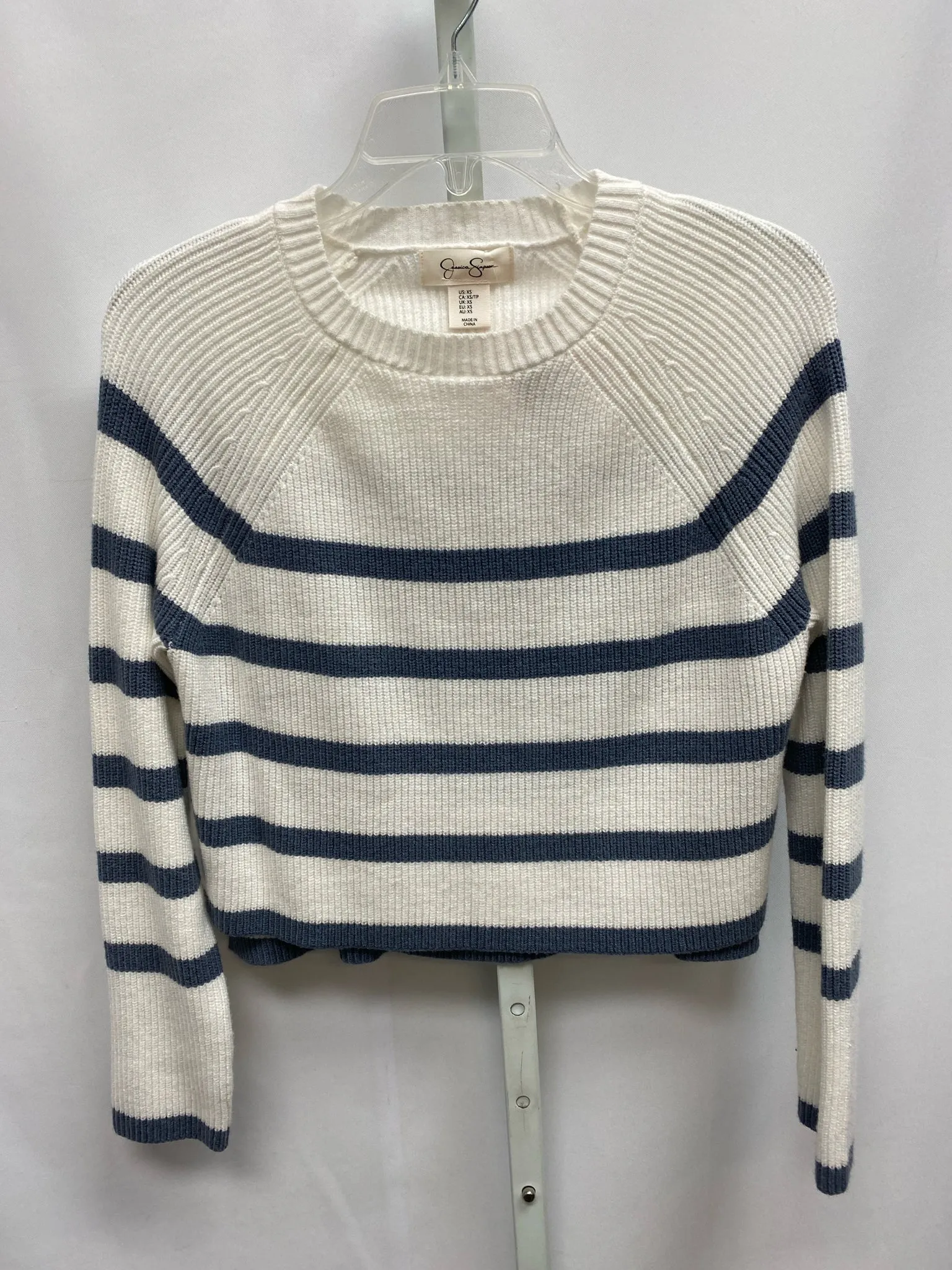 Jessica Simpson Size XS White Stripe Long Sleeve Sweater