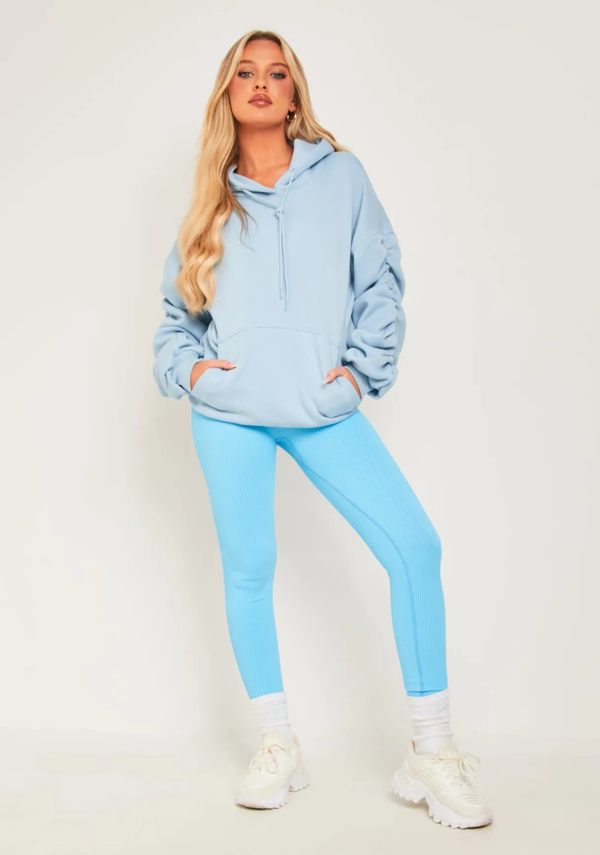 Kailey Pastel Blue Seamless Ribbed Leggings