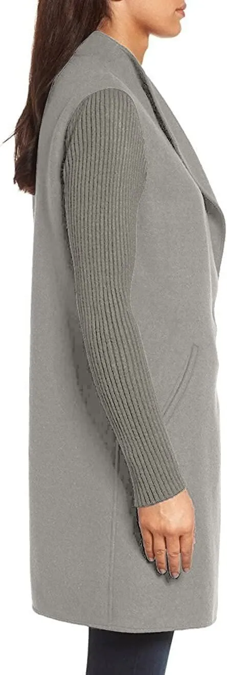 Kenneth Cole New York Women's Jacket Double Face Wool Blend Coat with Knit Sleeve