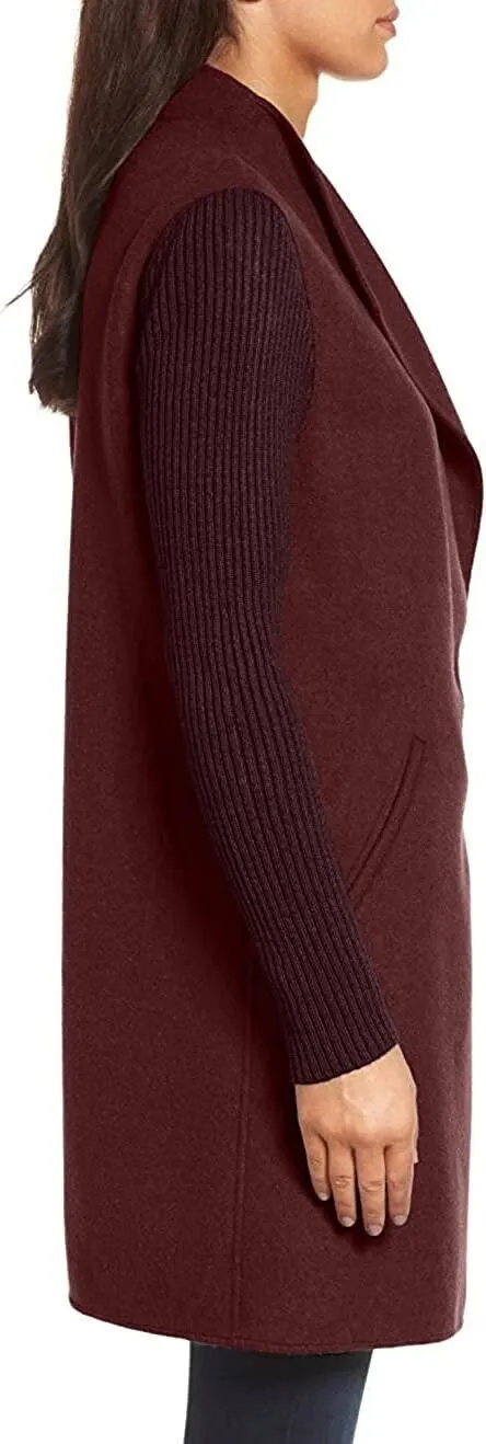 Kenneth Cole New York Women's Jacket Double Face Wool Blend Coat with Knit Sleeve