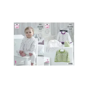 King Cole Baby DK Raglan Sleeve Sweater and Hat Knitting Pattern 5205