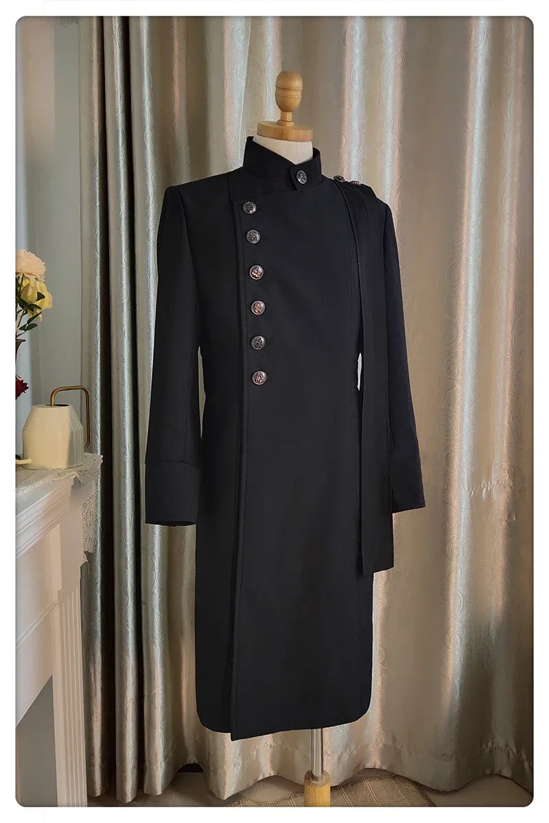 La Pomme~Ringo Story~Customizable Ouji Lolita Black Slim Long Coat